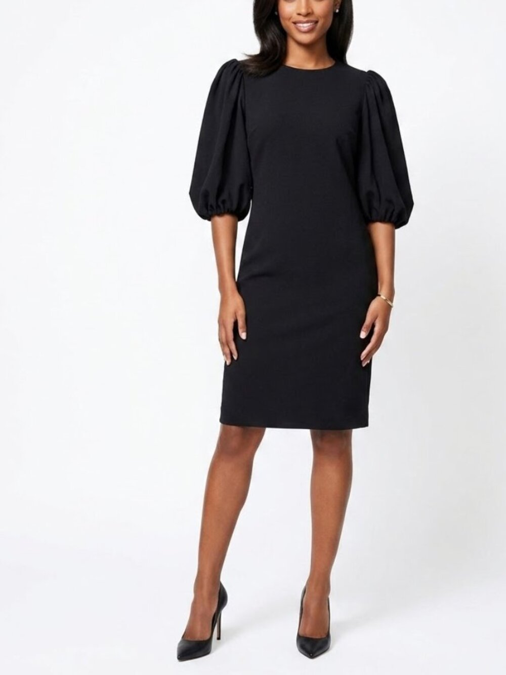 Preston & York Goth Whimsigoth Balloon Puff Sleeve Heavy Crepe Shift Dress 6